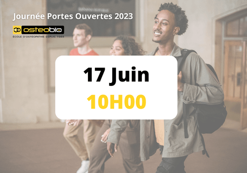 illustration de la journée portes ouvertes de l'école d'ostéopathie ostéobio, elle aura lieu le 17 juin à 10h dans les locaux et à 11h en distanciel. 