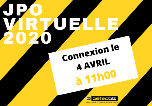 Illustration montrant la date de la prochaine jpo virtuelle ostéobio: Connexion le 4 Avril 2020 à 11h00