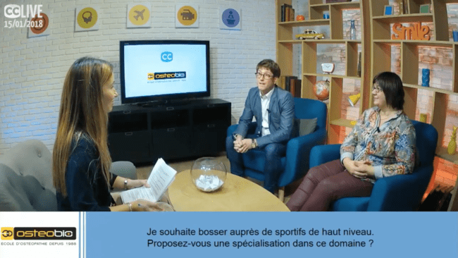 Photo d'une interview dans le campus de l'école d'Ostéopathie Ostéobio Paris